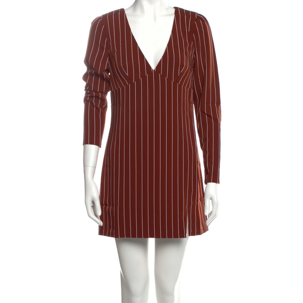 Privacy Please Striped V-Neck Dress - Brown sz. S